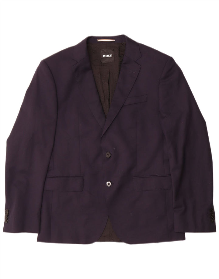 Hugo Boss Chaqueta tipo blazer de 2 botones para hombre EU 50 Grande Lana azul marino