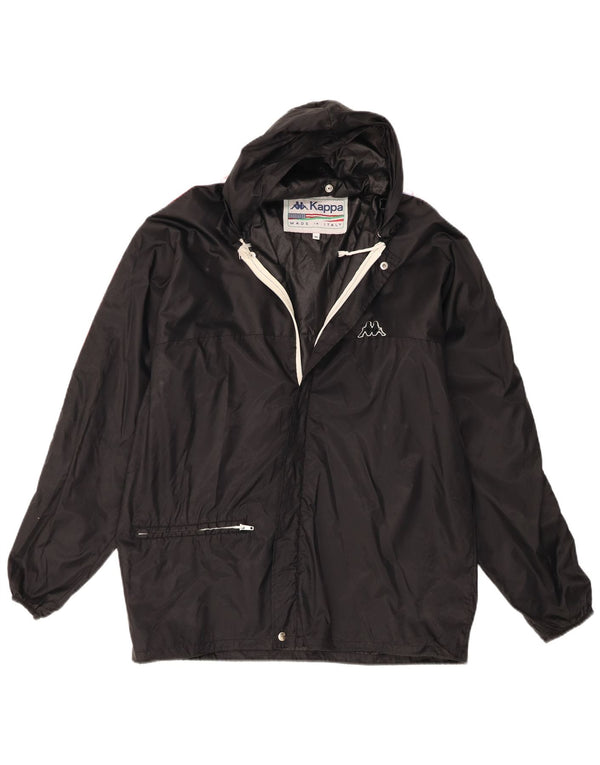 Kappa Mens Graphic Hooded Rain Jacket UK 38 Medium Negro Colorblock Nylon