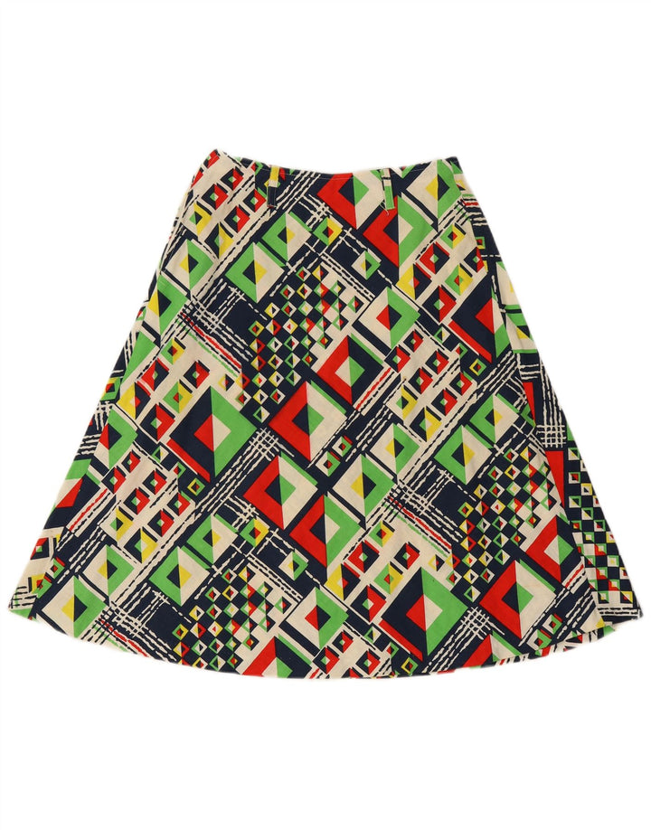 VINTAGE Falda de línea A para mujer IT 42 Mediana W24 Geométrica multicolor