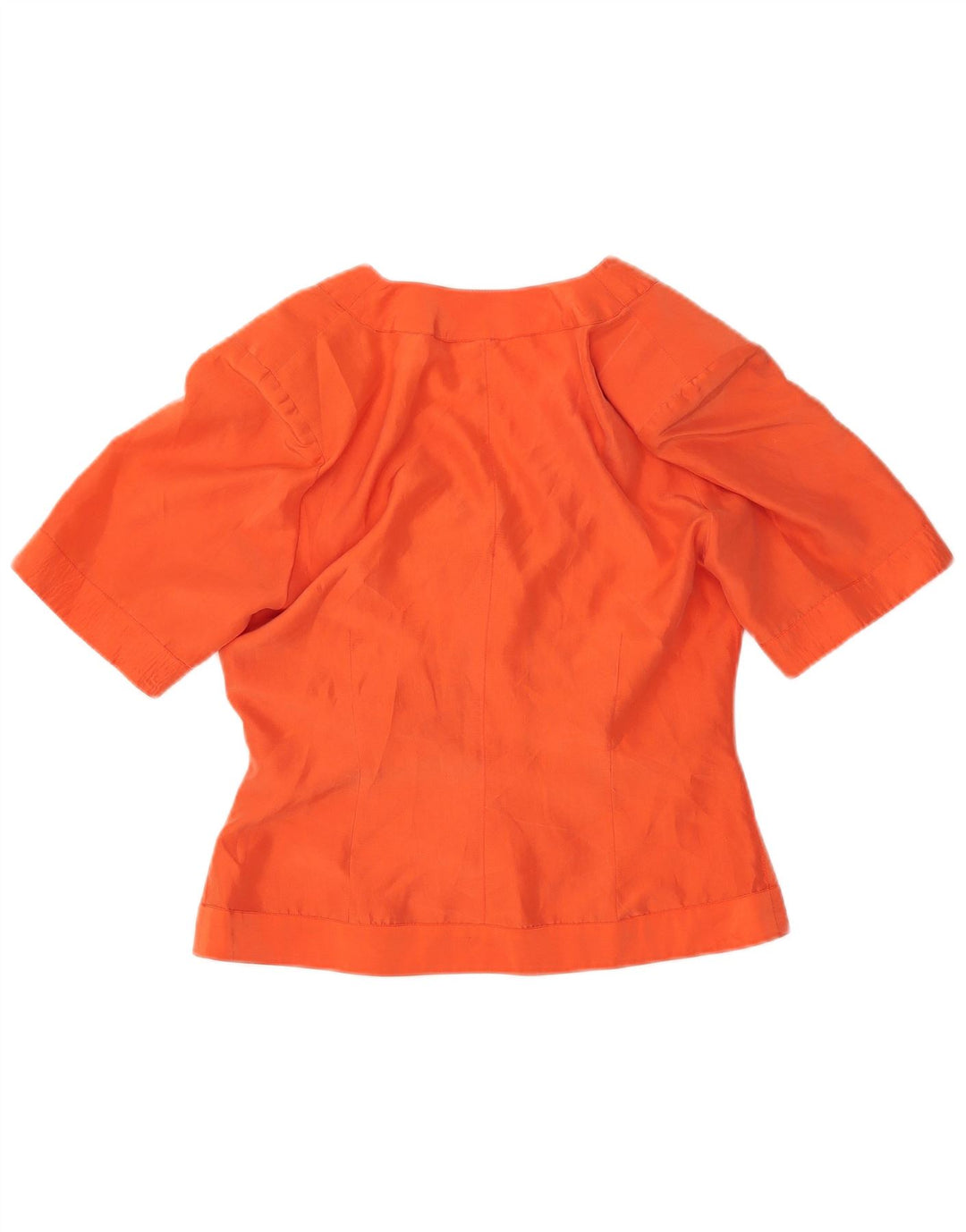 VINTAGE Blusa camisa de manga corta para mujer Reino Unido 12 Naranja medio