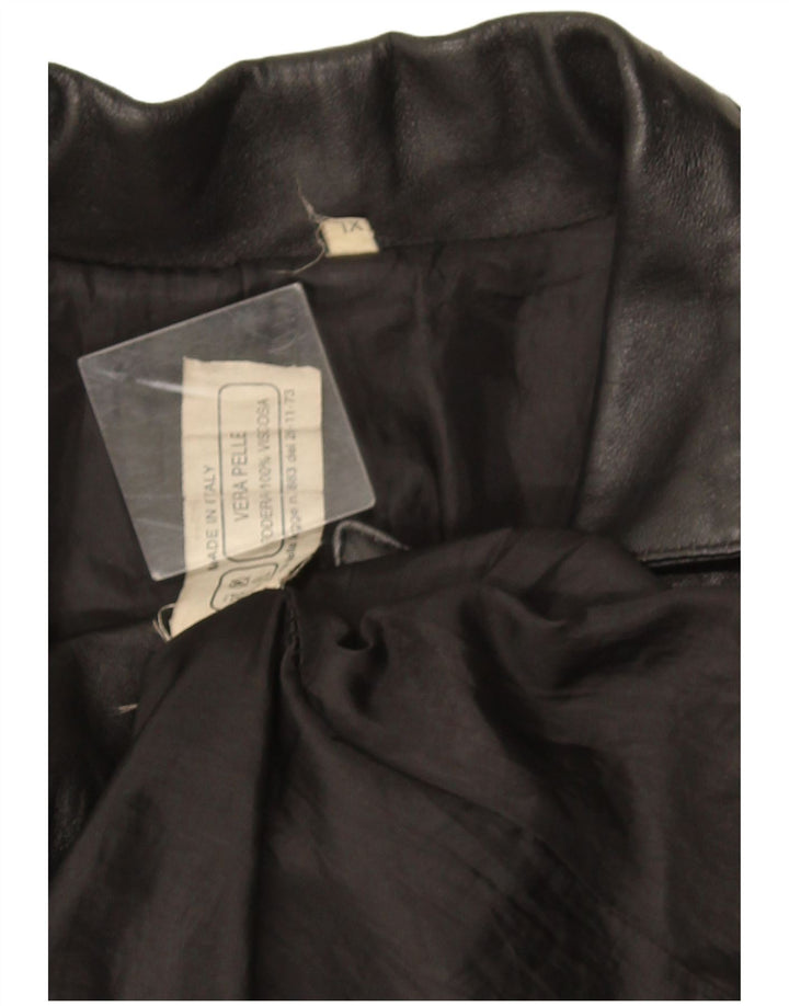 Vintage mujer cuero abrigo Reino Unido 18 XL cuero negro