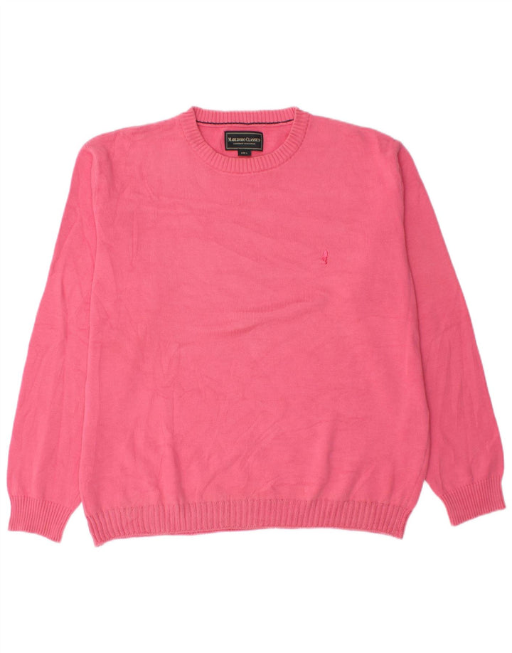 Marlboro Classics - Jersey de cuello redondo para hombre, talla grande, algodón rosa
