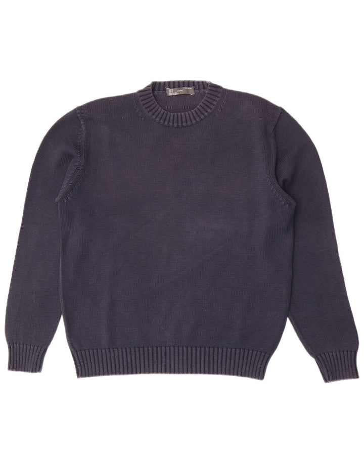 Zara Hombre Jersey Cuello Redondo Jersey Medio Azul Marino Algodón