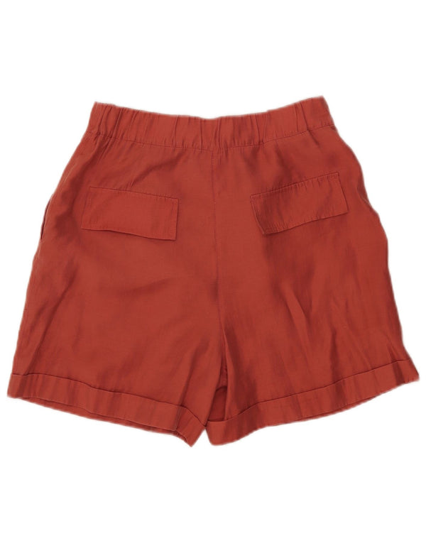 Zara Mujer Pantalones Cortos Chinos De Cintura Alta Pegged Small W26 Naranja Lyocell