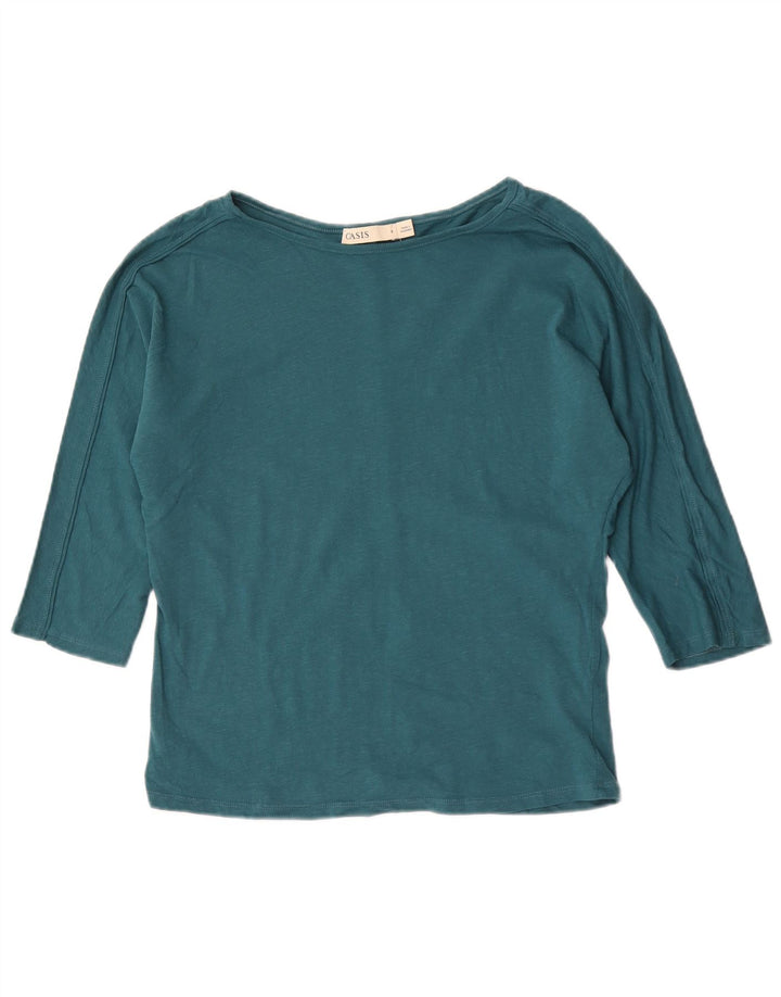 Oasis Mujer Top Manga 3/4 UK 10 Pequeño Algodón Verde