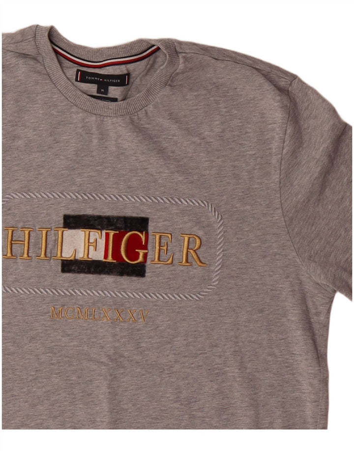 Tommy Hilfiger Camiseta gráfica para hombre Top Algodón gris medio
