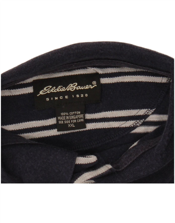 Eddie Bauer Polo para hombre 2XL Algodón a rayas azul marino
