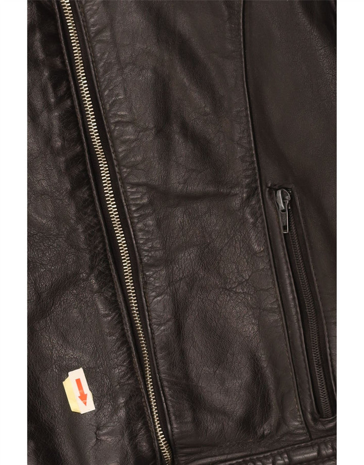 VINTAGE Chaqueta de cuero para mujer Reino Unido 14 Medio Negro