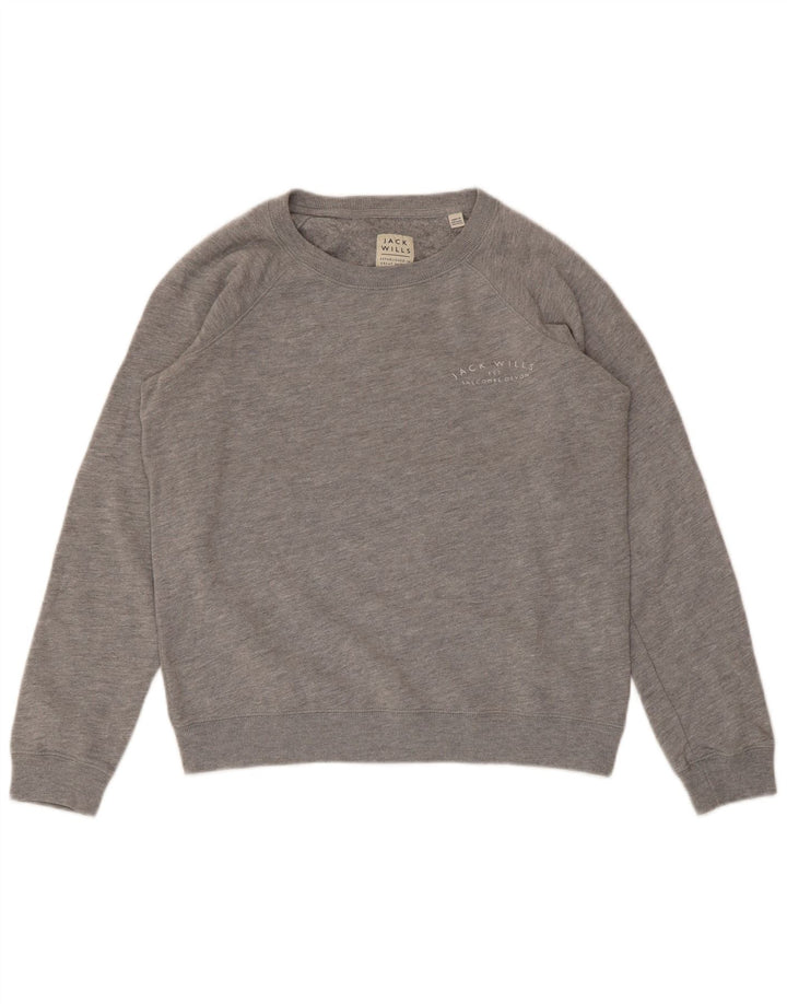 Jack Wills Sudadera para mujer Jumper UK 12 Algodón gris medio