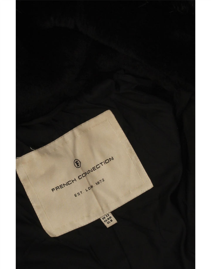French Connection Abrigo acolchado con capucha para mujer UK 40 Mediano Poliéster negro