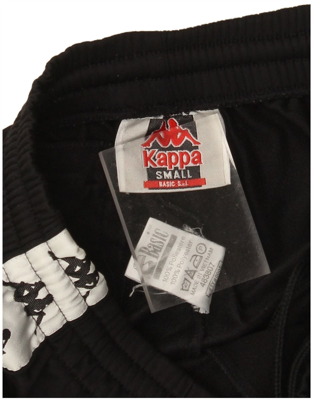 KAPPA Mens Graphic Sport Shorts Small Negro Colorblock Poliéster