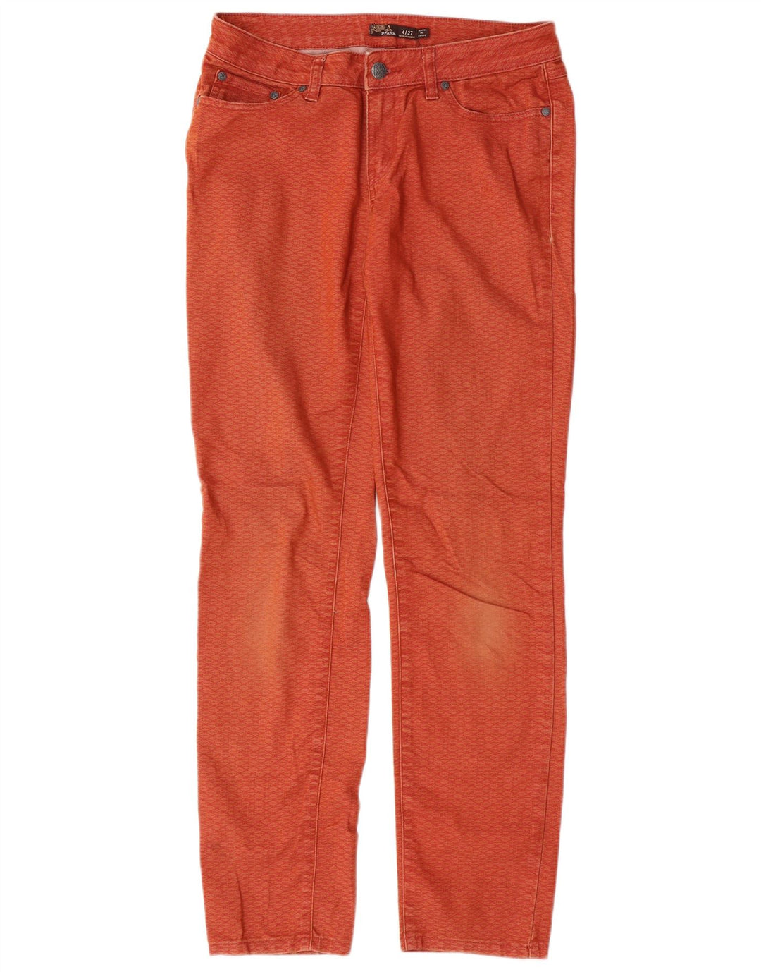 Prana Jeans rectos para mujer US 4 Small W27 L31 Algodón a cuadros naranja