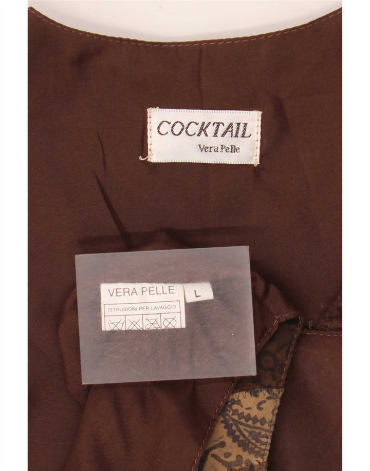 Chaleco vintage para hombre de cuero paisley marrón grande
