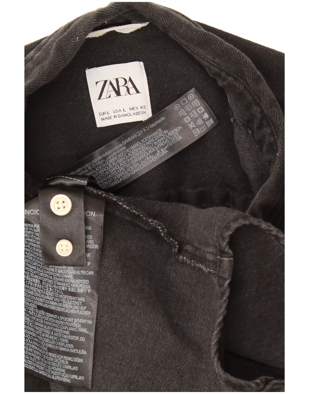 Zara Hombre Camisa Vaquera Grande Gris Algodón