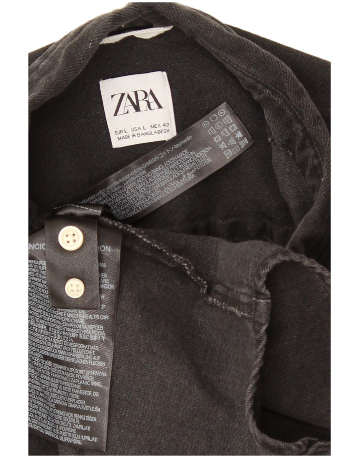 Zara Hombre Camisa Vaquera Grande Gris Algodón