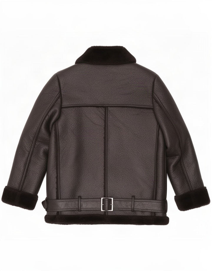 Zara Mujer Sherpa Chaqueta UK 10 Small Poliéster Negro