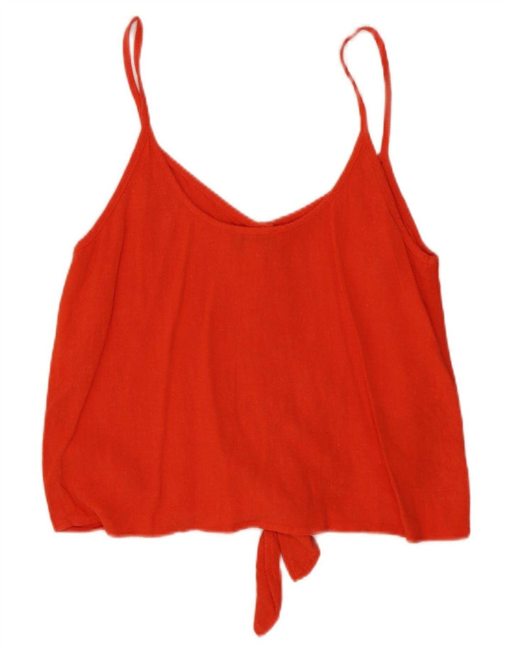 Topshop Top corto con lazo en la parte delantera para mujer UK 8 Small Viscosa roja