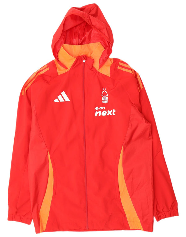 Adidas Chaqueta impermeable con capucha gráfica para hombre UK 38 Medium Red Colourblock