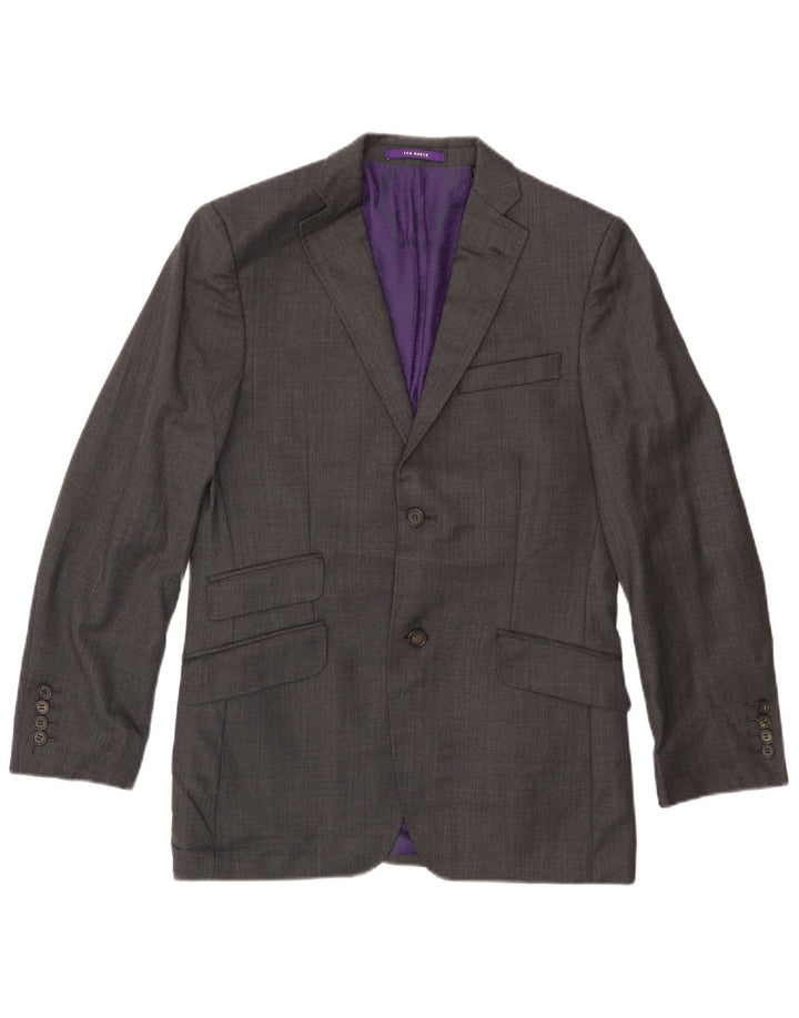 Ted Baker Chaqueta tipo blazer de 2 botones para hombre UK 36 Small Grey Wool