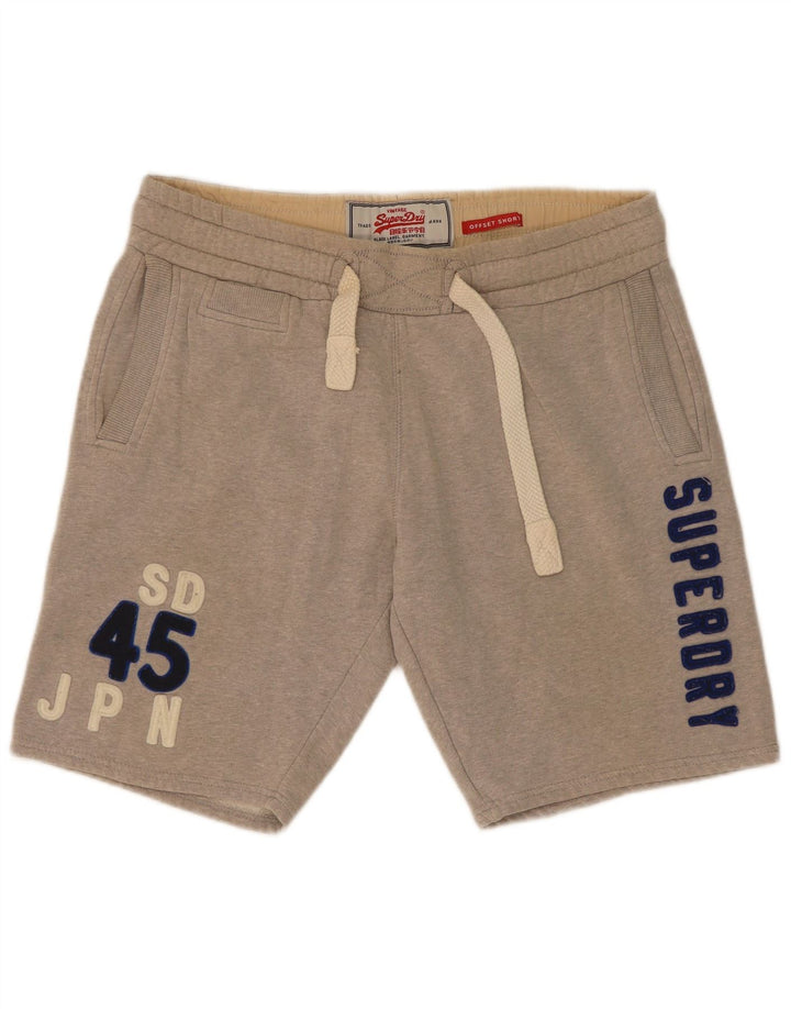 Superdry Shorts deportivos con estampado gráfico de algodón moteado en gris medio para hombre