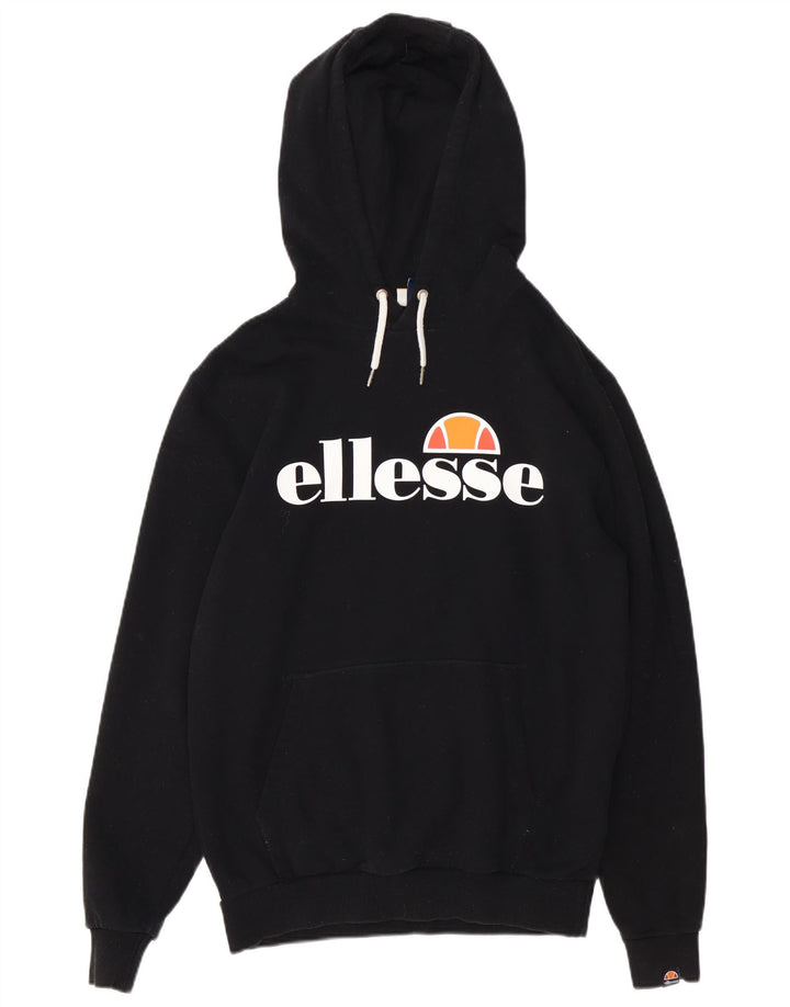 ELLESSE Jersey con capucha gráfico para mujer Reino Unido 44 Algodón negro mediano