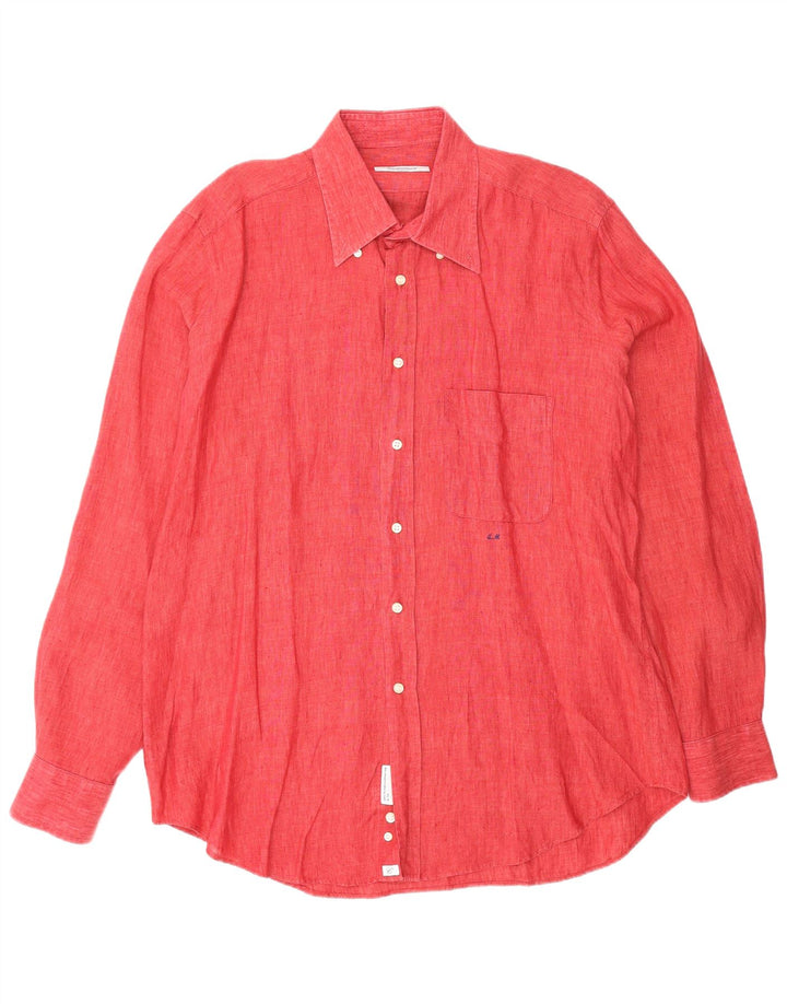 CAMICISSIMA Camisa Slim Fit Hombre XL Lino Rojo