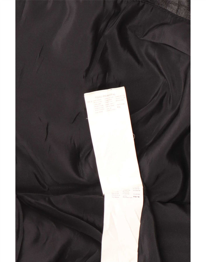 Promod Chaqueta motera de cuero para mujer UK 8 Small Black