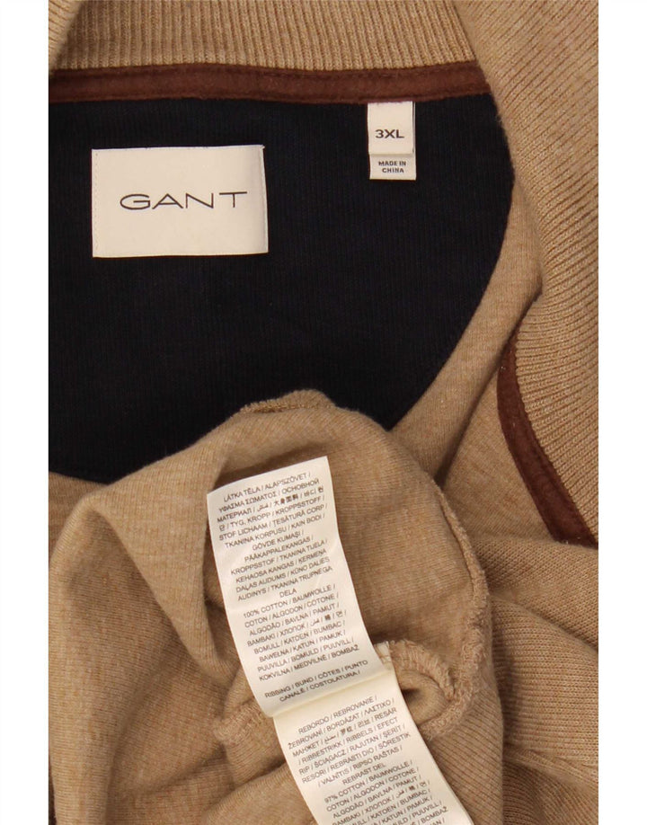 Gant Jersey con cuello y cremallera para hombre, talla 3XL, algodón beige