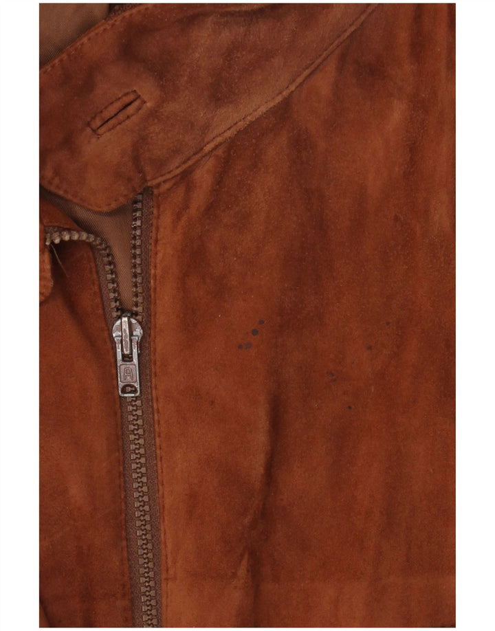 Vintage hombres bombardero ante chaqueta IT 52 XL cuero marrón