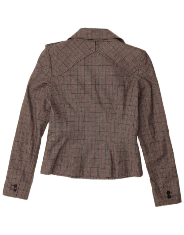 Vintage mujer chaqueta blazer de doble pecho IT 44 cheque gris medio