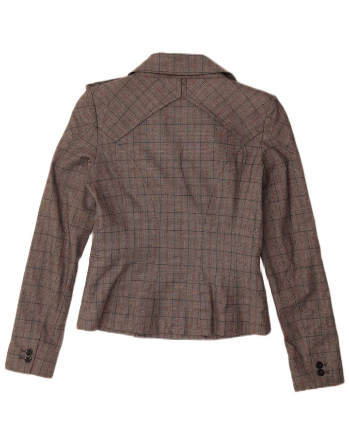 Vintage mujer chaqueta blazer de doble pecho IT 44 cheque gris medio