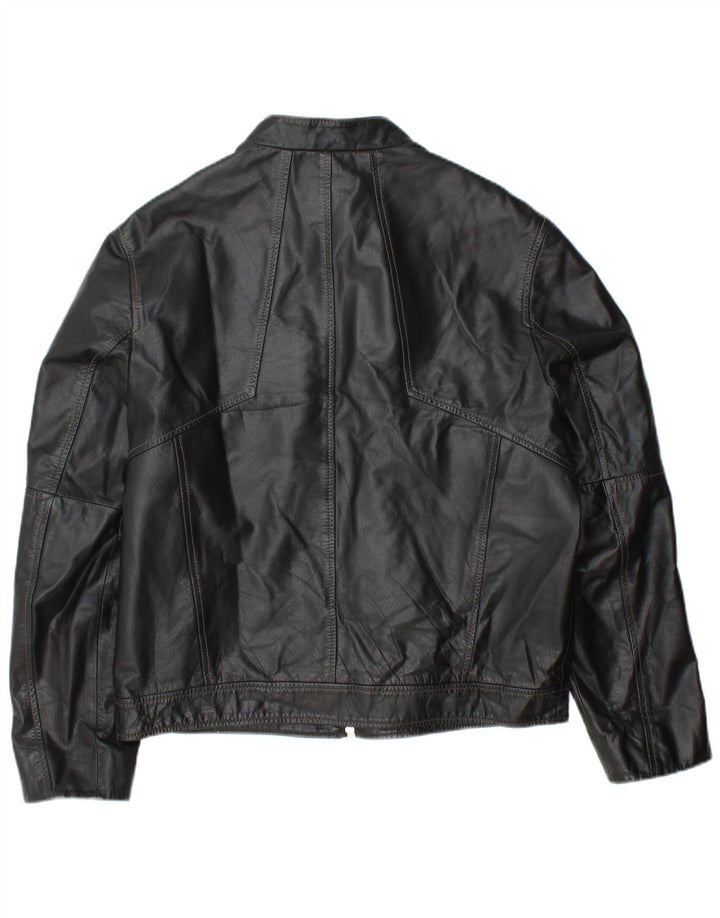 DAVID MAYER Chaqueta de cuero para hombre UK 38 Medium Black Leather