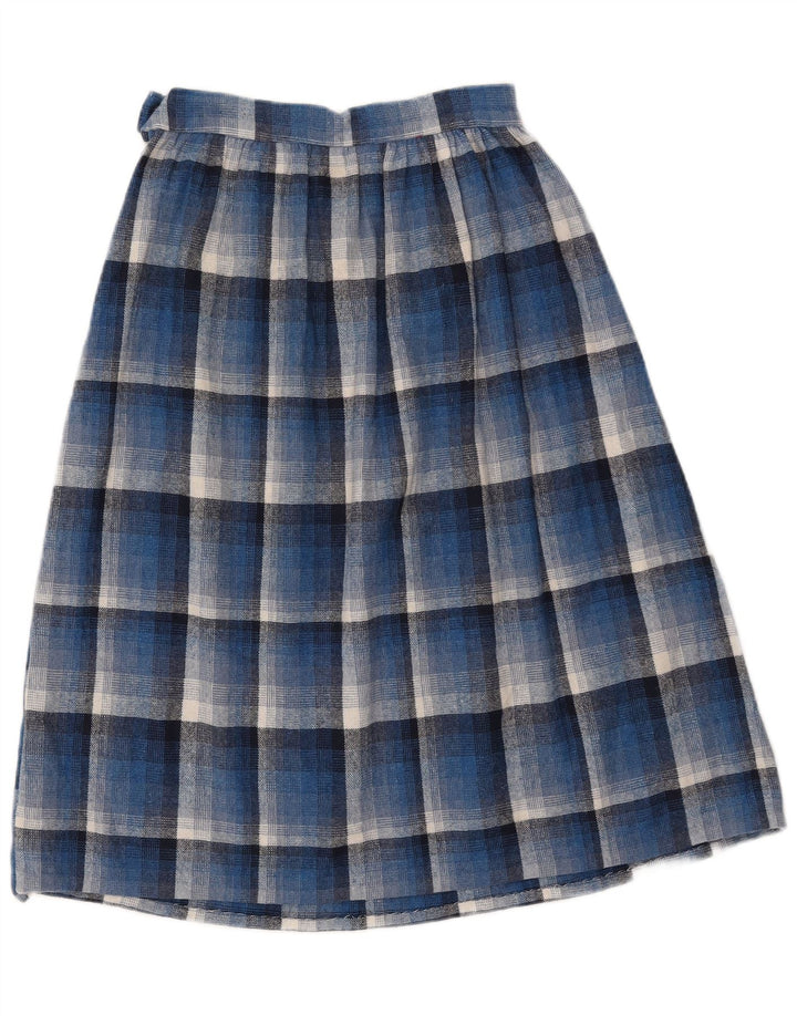 Falda plisada vintage para mujer W26 pequeño cheque azul
