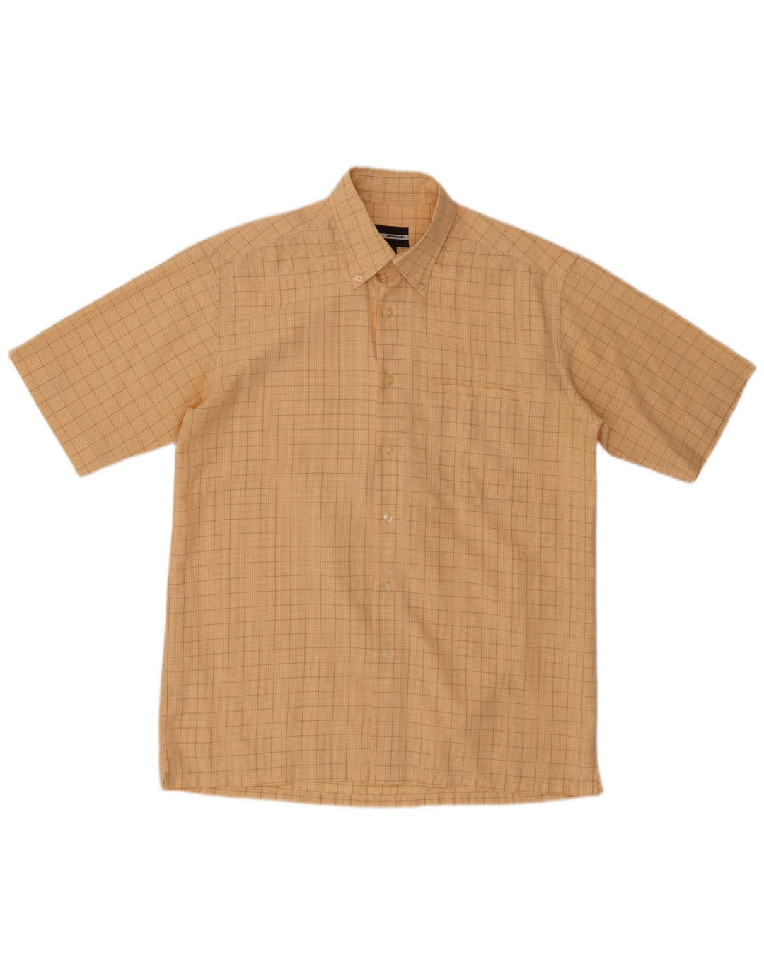 PIERRE CARDIN Camisa Manga Corta Hombre Modal Cuadros Amarillo Medio
