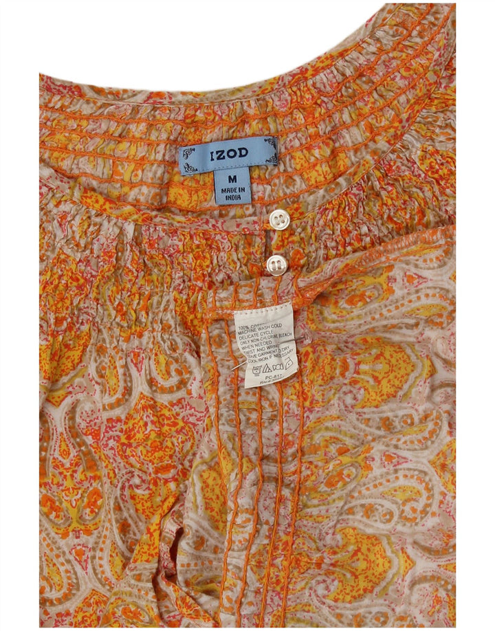Izod Blusa para Mujer Top UK 42 Algodón Paisley Amarillo Medio