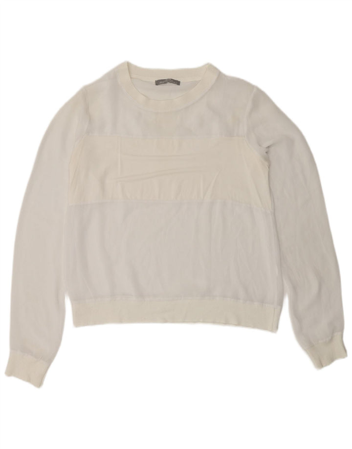 Zara Mujer Sudadera Jumper UK 10 Small Blanco