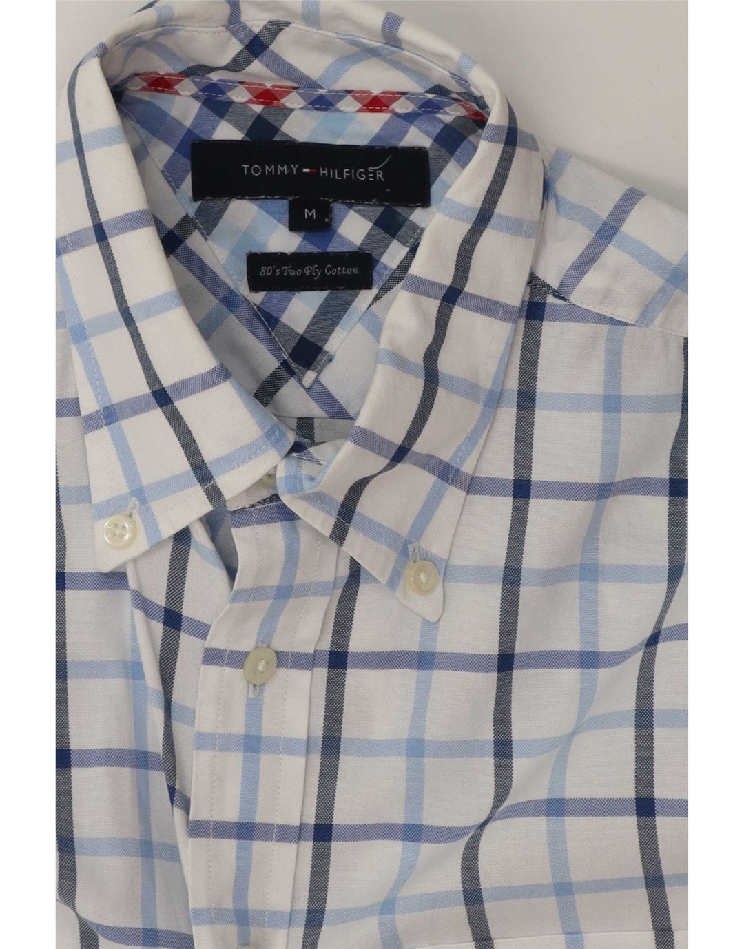 Tommy Hilfiger Camisa De Manga Corta De Algodón A Cuadros Blanco Mediano Hombre