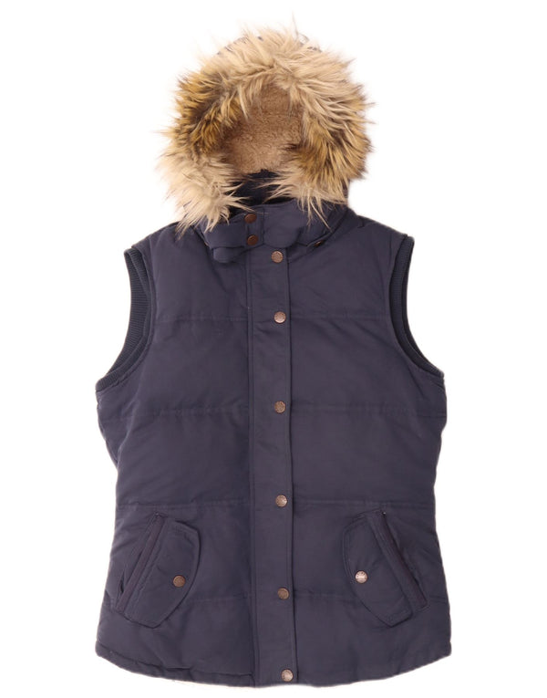 Chaleco acolchado Sherpa con capucha para mujer de Fat Face UK 40 Small Poliéster azul marino