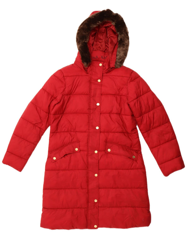 Abrigo acolchado con capucha para mujer Joules UK 44 Large Poliamida roja