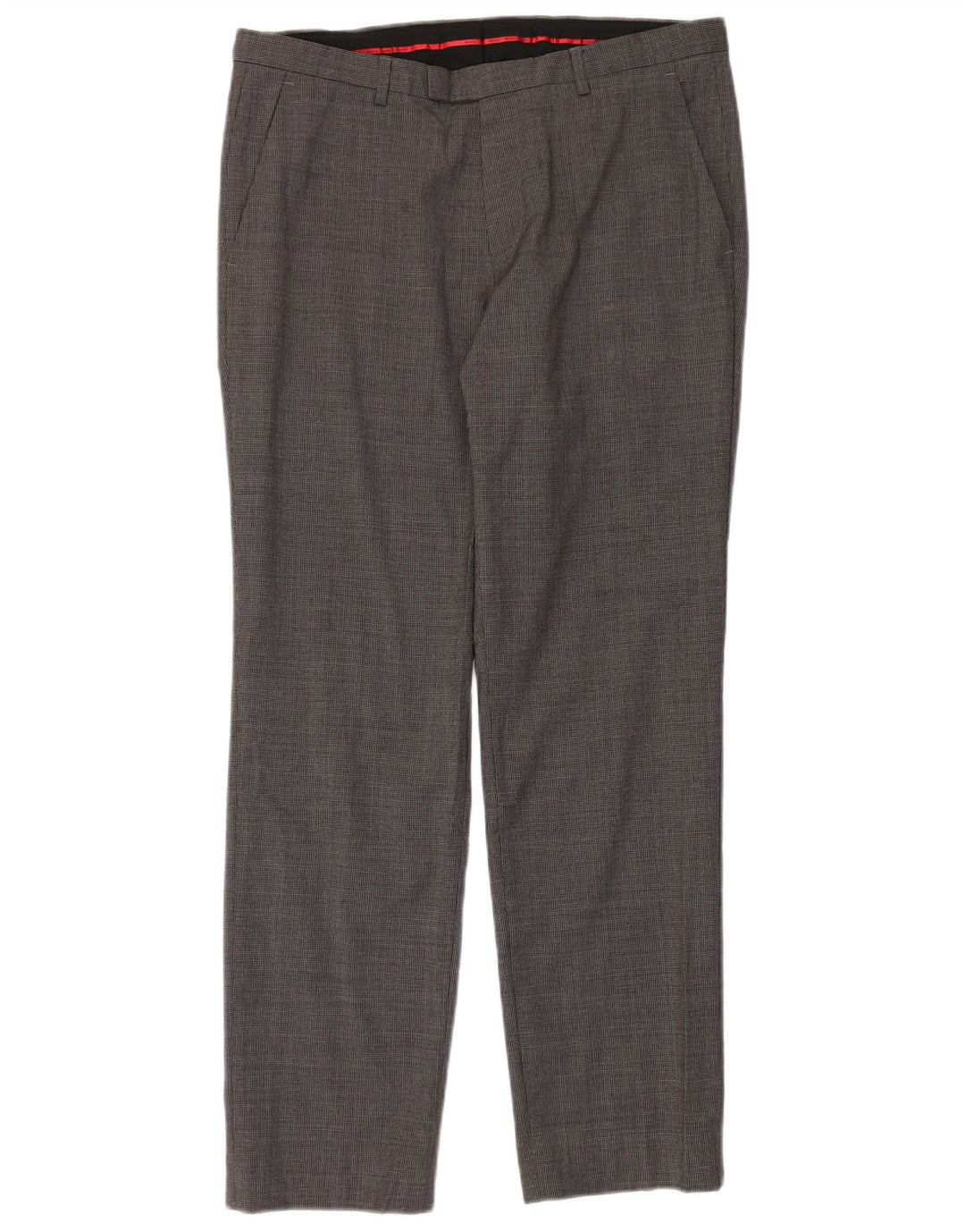 Hugo Boss Pantalón de traje recto para hombre IT 50 Large W34 L31 Gris pata de gallo