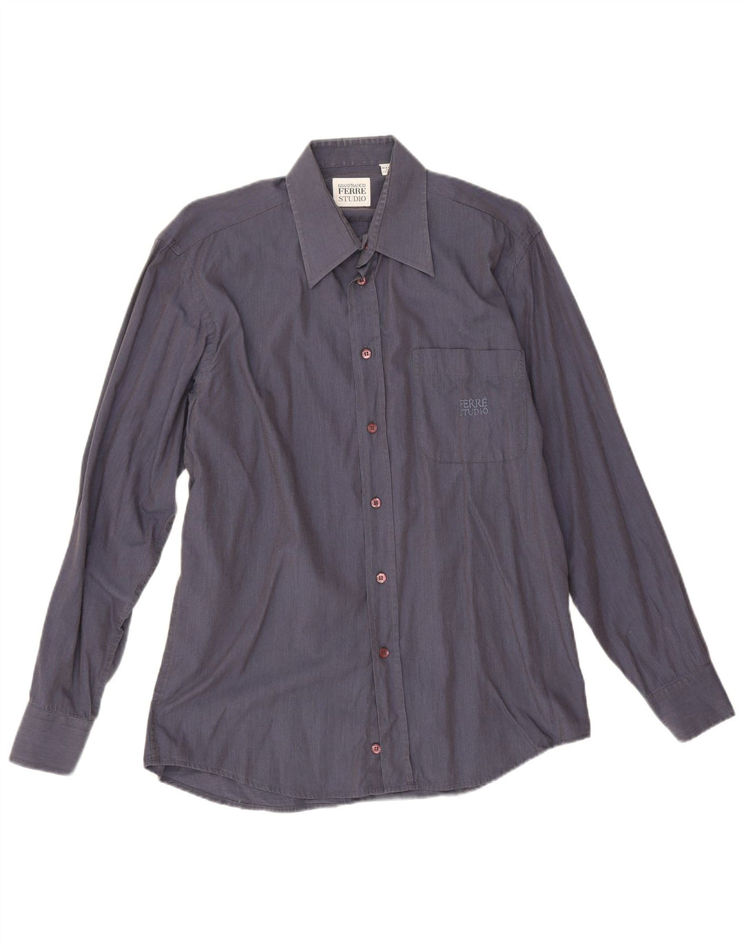 Gianfranco Ferre Camisa Hombre Talla 39 15 1/2 Medio Azul Marino Algodón