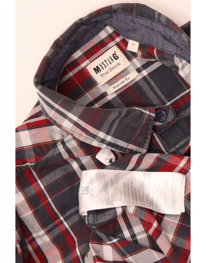 Mustang Camisa Regular Fit para Hombre Algodón A Cuadros Azul Grande
