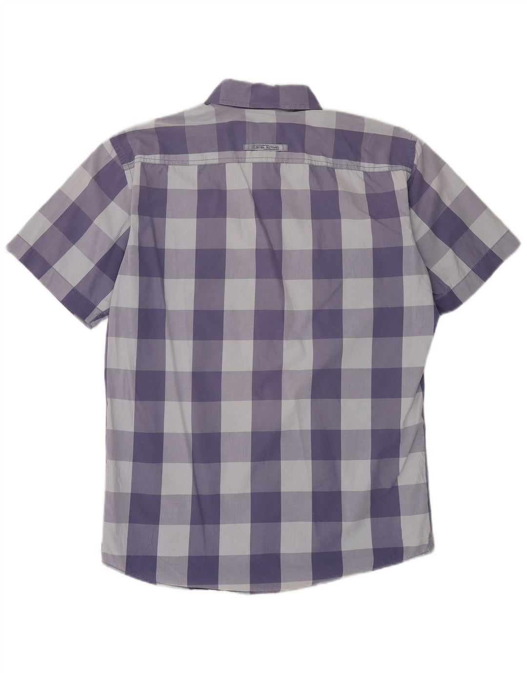 Camisa Camel Active de manga corta para hombre con ajuste regular y algodón a cuadros azul medio