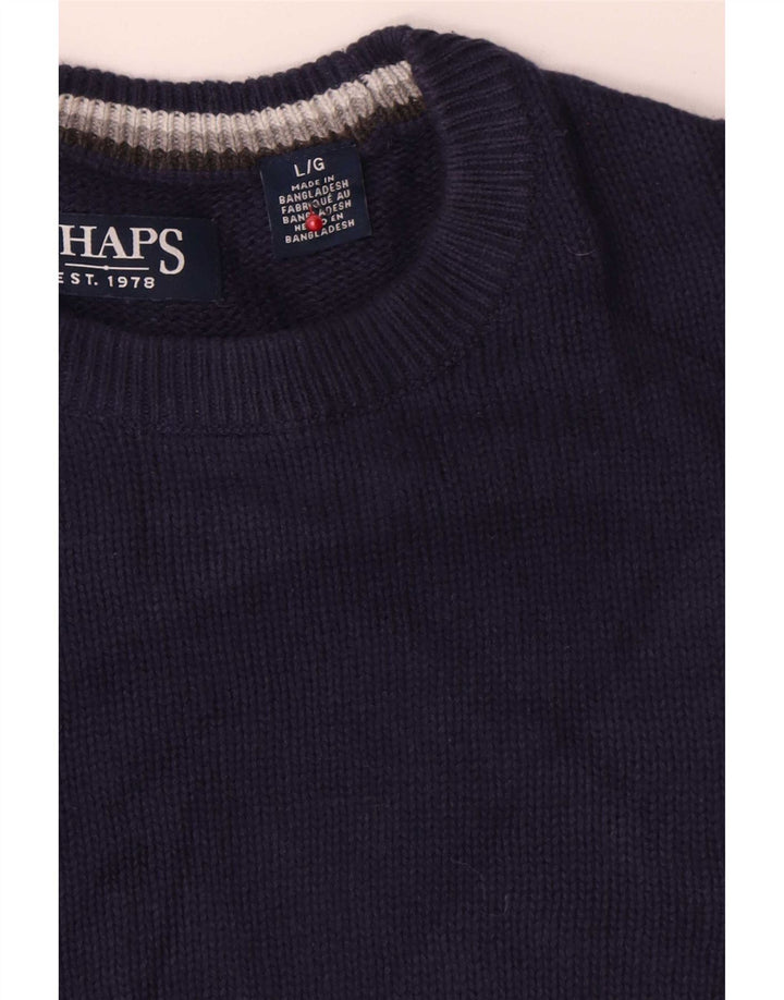 Chaps - Jersey de cuello redondo para hombre, talla grande, algodón azul marino