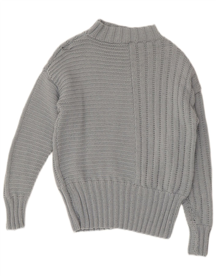 VINTAGE Womens Turtle Neck Jumper Sweater UK 12 Medium Grey