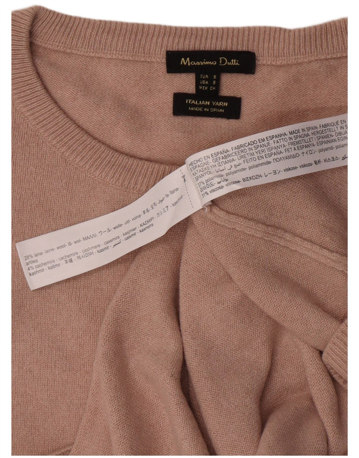 Massimo Dutti Jersey Mujer Cuello Barco UK 10 Small Beige Poliamida
