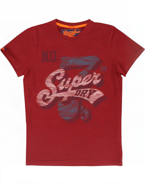 Superdry Camiseta gráfica para hombre Top grande de algodón moteado granate
