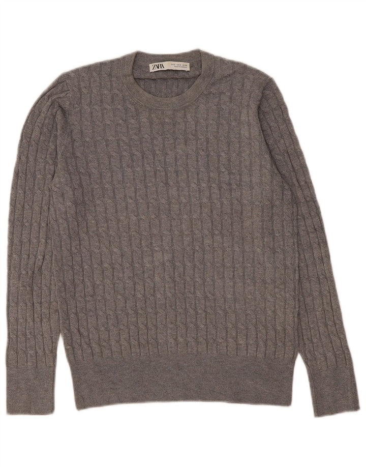 Zara Hombre Jersey Cuello Redondo Viscosa Gris Medio