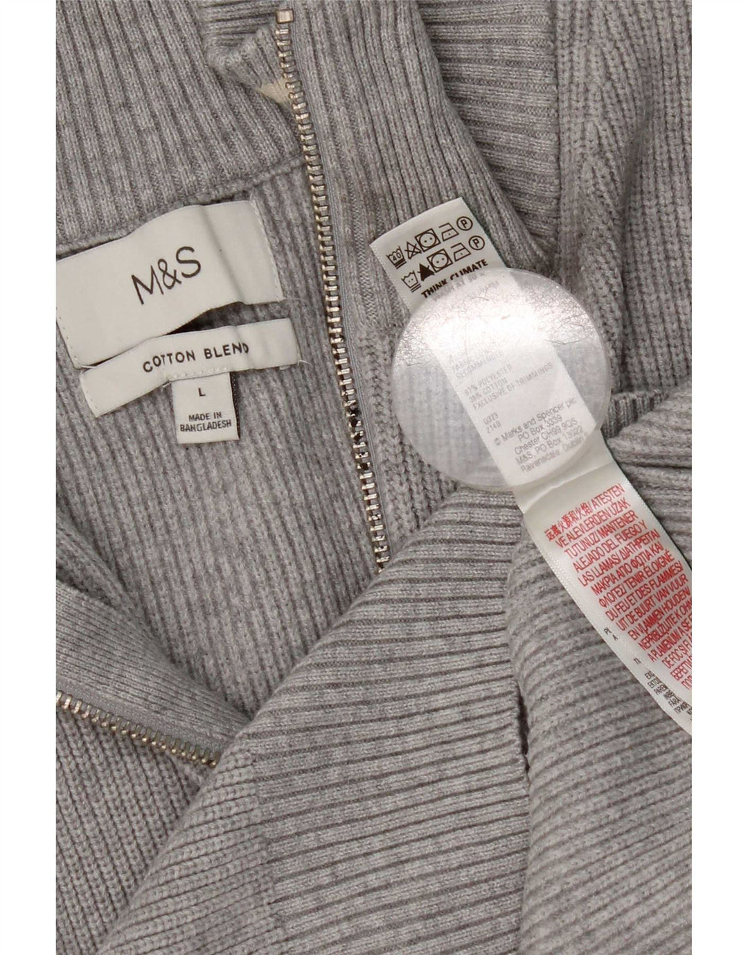 Marks & Spencer Suéter tipo jersey con cuello y cremallera de ajuste regular para hombre Gris grande