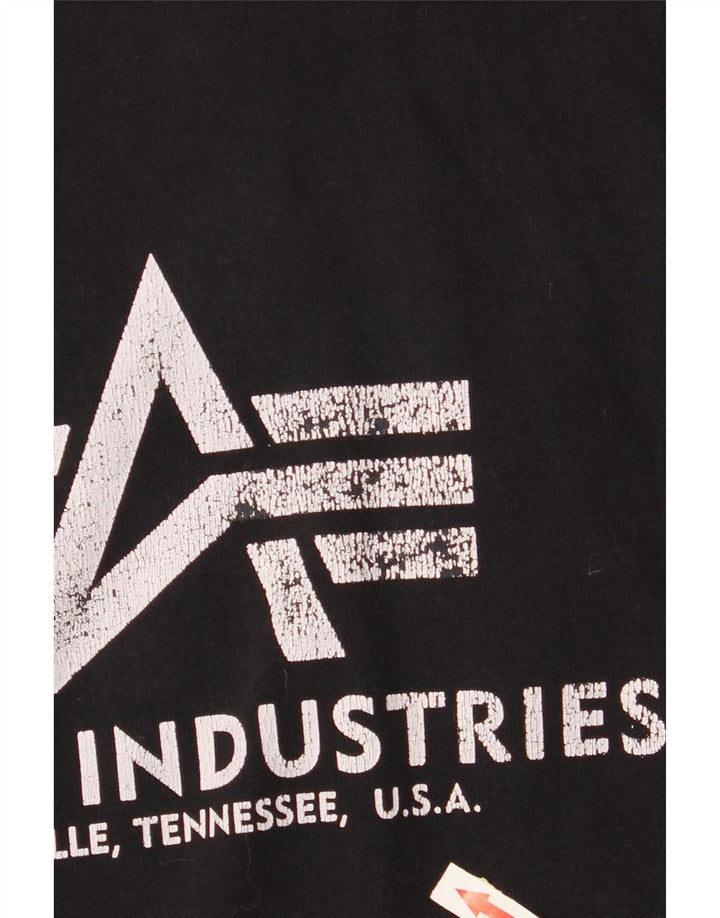 ALPHA INDUSTRIES Camiseta gráfica para mujer Top UK 10 Small Black Cotton